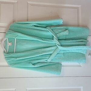Cat & Jack mint green unicorn robe with silver stars girl's size Large 10/12